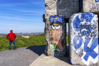 Rheinelbe spoil tip in Gelsenkirchen, 100 metre high spoil tip, landscape park, with the sculpture