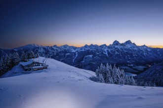 Snow-covered windscape in the Alps at Neunerköpfle in the Tannheimer Tal in Tyrol, Austria, Europe