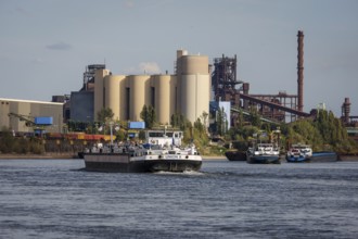 Duisburg, North Rhine-Westphalia, Germany, freighter at the southern harbour, Holcim cement works