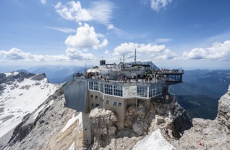 Modern mountain station of the Bavarian Zugspitze railway at the summit of the Zugspitze,