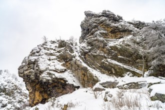 Snow-covered winter landscape Bruchhauser Steine in the Sauerland, Bruchhausen, Olsberg,