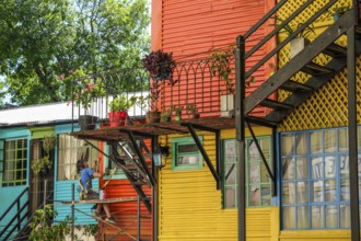 La Boca, Buenos Aires, Argentina, colourfully painted houses in the harbour district around the El