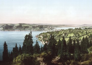 View of the Bosphorus seen from Kuleli, Istanbul, Constantinople, Turkey, View from 1885,