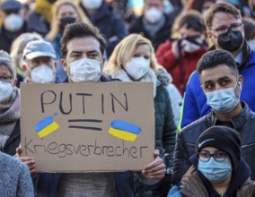 Wesel, North Rhine-Westphalia, Germany, Demonstration against Putin's war in Ukraine. Peace