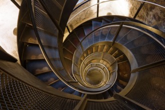 Metal spiral staircase, staircase in the historic city tower, Innsbruck, Tyrol, Austria, Europe