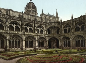 Hieronymos Monastery in Belem, Lisboa, Lisbon, Portugal, 1890, Historical, digitally restored