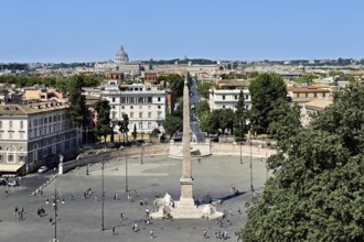 Flaminio obelisk, Piazza del Popolo, behind St Peter's Basilica, Rome, Lazio, Italy, Europe