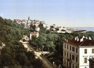 Via Romana, Bordighera, Riviera, Italy, c. 1895, Historic, digitally restored reproduction from a