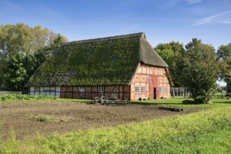 Historic Selmsdorf farmhouse, Klockenhagen open-air museum, historic Mecklenburg village,