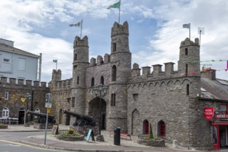 Stone castle with towers and cannons under a blue sky, historic ambience, Macroom