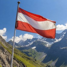 Flag, the national flag of Austria fluttering in the wind