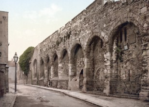 Old town wall in Southampton, England, around 1890, Historical, digitally restored reproduction