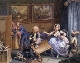 The Harlots Progress Quarrels with her Jew protector From the original picture by Hogarth from The