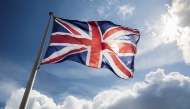 The flag of Great Britain flutters in the wind