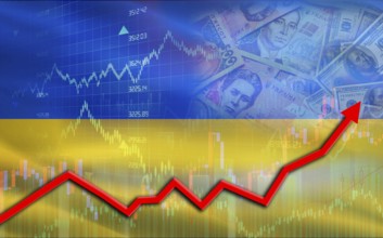 Ukraine economic growth on financial graph. Ukraine financial growth on market graph