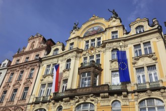 Historic houses on the Old Town Square, Prague, Czech Republic, Europe