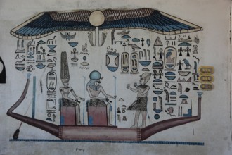 Wall painting at an alabaster factory in Luxor, West Luxor, Africa, Egypt, Africa