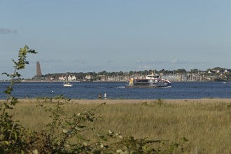 Fjord ferry, naval memorial, Laboe, front beach, Friedrichsort, Kiel, Schleswig-Holstein, Germany,