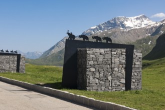 Monument to the crossing of the Alps by the ancient general Hannibal with elephants on the pass