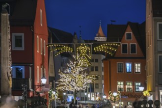 Christmas street decorations in the old town centre during Advent, Nuremberg, Middle Franconia,