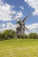 Trestle windmill on the Liebschützberg, Saxony, Germany, Europe