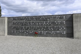 Memorial plaque in the former Dachau concentration camp, now a concentration camp memorial, Dachau