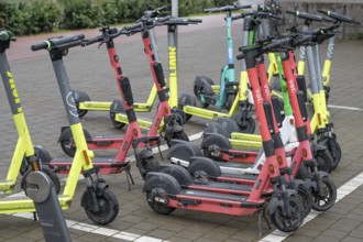 E-scooter parked in a designated car park, main railway station, Nuremberg, Middle Franconia,