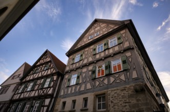 Marbacher Schatzhaus, half-timbered houses, Schiller town Marbach am Neckar, evening light,