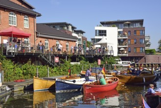 Europe, Germany, Lower Saxony, Buxtehude, Hamburg metropolitan region, Este, harbour, waterfront