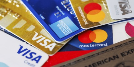 Credit cards from VISA, Mastercard and American Express in Stuttgart, Germany, Europe