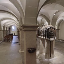 Interior view of Bonn Minster, also known as the Minster Basilica, east crypt, Bonn, North