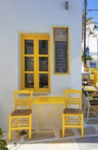 Outdoor restaurant, Chora central square, Chora, Serifos Island, Cyclades Islands, Greece, Europe