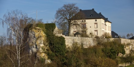 Canstein Castle, castle complex in Canstein on a steep limestone cliff, Marsberg, Sauerland, North