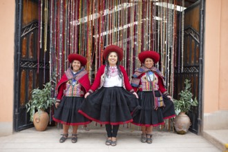 Peruvian woman in traditional traditional costume, woman's cooperative Comunidad de Mujeres