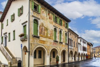 Palaces on the old town streets, medieval old town, Portogruaro, Veneto, Friuli, Italy,