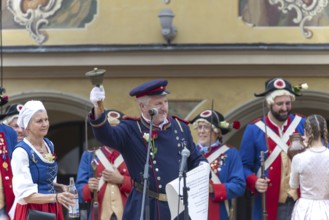 Proclamation of the Fishermen's Day by the beadle on the market square, Fishermen's Day in