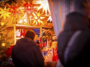 Christmas market on the main street in Dresden Neustadt, Dresden, Saxony, Germany, Europe