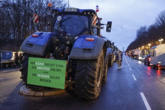 Thousands of farmers demonstrate with their tractors against the planned cancellation of the