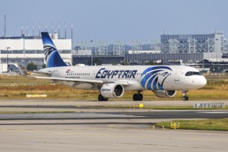 An Egyptair Airbus A321neo aircraft with the registration SU-GFX at Frankfurt Airport, Germany,