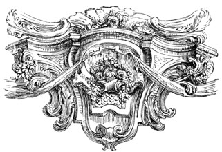 Baroque cartouche, sandstone element, structuring, floral ornamentation, jewellery, architecture,