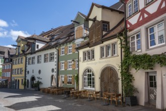 The Vorburggasse with historic half-timbered houses in the old town centre of Meersburg on Lake