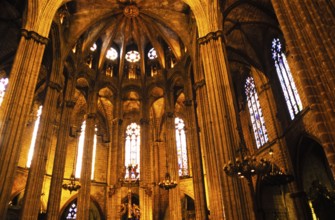 Interior of the Cathedral of the Holy Cross and St Eulalia, Cathedral in the city of Barcelona,