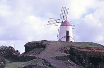 Traditional windmill in Guatiza, Lanzarote, Canary Islands, Spain, 1979, Europe