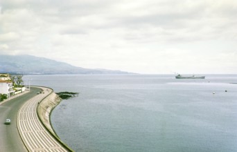 Waterfront promenade in Ponta Delgada, São Miguel Island, Azores, Portugal, April 1964, Europe