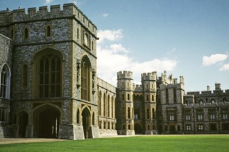 Gardens and historic buildings of Windsor Castle, Berkshire, England, UK, September 1959