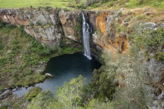 Waterfall flowing into a canyon, Berlin Falls, long exposure, near Graskop, Mpumalanga, South