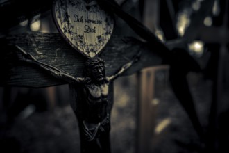 Grave cross in Wald, Kempten, Oberallgäu, Bavaria, Germany, Europe