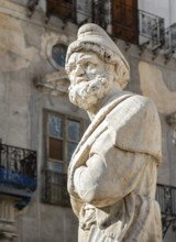 Statue at Praetorian Fountain, Fontana Pretoria, Palermo, Sicily, Italy, Europe