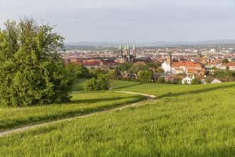 City view with cathedral, Carmelite church and upper parish, Bamberg, Bavaria, Germany, Europe