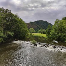 The River Our, Gemünd an der Our, border river between Germany and Luxembourg, Southern Eifel